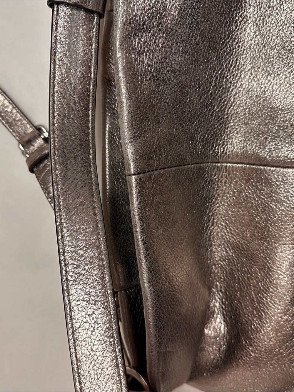 Coach Madison Metallic Pewter Pebbled Leather Crossbody - Picture 11 of 16